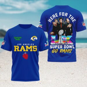 Los Angeles Rams Green Day Super Bowl LX Blue T Shirt NFL Rock Band Fan T Shirt Los Angeles Rams Green Day Super Bowl LX Blue T Shirt NFL Rock Band Fan T Shirt