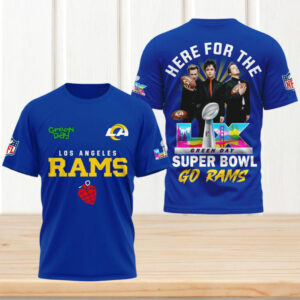 Los Angeles Rams Green Day Super Bowl LX Blue T Shirt NFL Rock Band Fan T Shirt