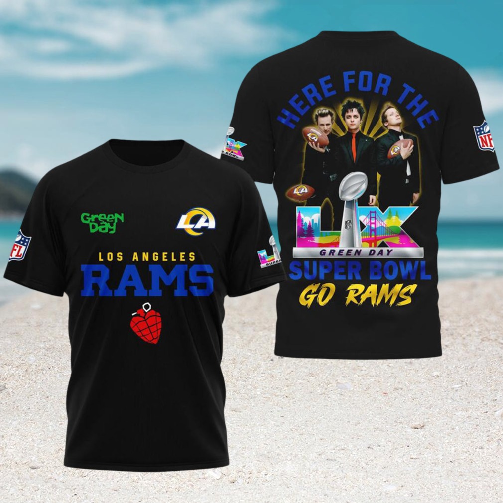 Los Angeles Rams Green Day Super Bowl LX T Shirt NFL Rock Fan T Shirt Los Angeles Rams Green Day Super Bowl LX T Shirt NFL Rock Fan T Shirt