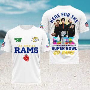Los Angeles Rams Green Day Super Bowl LX White T Shirt NFL Rock Band Fan T Shirt Los Angeles Rams Green Day Super Bowl LX White T Shirt NFL Rock Band Fan T Shirt