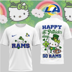 Los Angeles Rams Hello Kitty St. Patrick's Day Lucky Clover Football Sportswear T Shirt