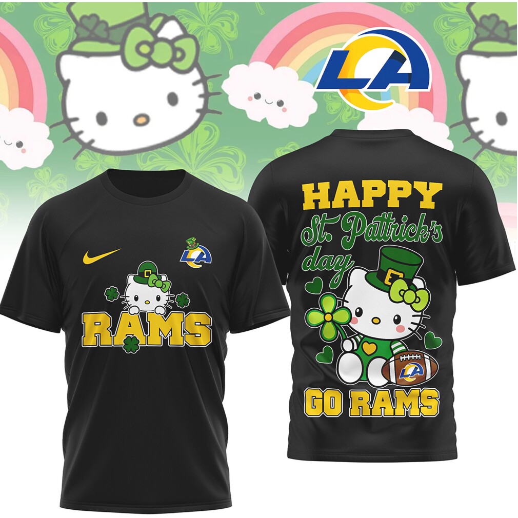 Los Angeles Rams Hello Kitty St. Patrick’s Day Lucky Clover Football Sportswear T Shirt Los Angeles Rams Hello Kitty St. Patrick’s Day Lucky Clover Football Sportswear T Shirt