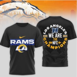 Los Angeles Rams NFC Champions We Are The Champions Nike Swoosh Football T Shirt