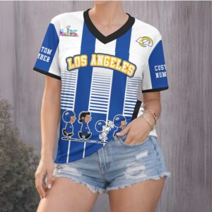 Los Angeles Rams Official Super Bowl x Peanut V neck Baseball Jersey