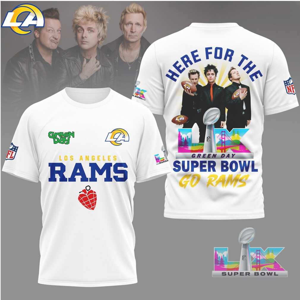 Los Angeles Rams x Green Day Super Bowl LIX Graphic Band Shirt Los Angeles Rams x Green Day Super Bowl LIX Graphic Band Shirt