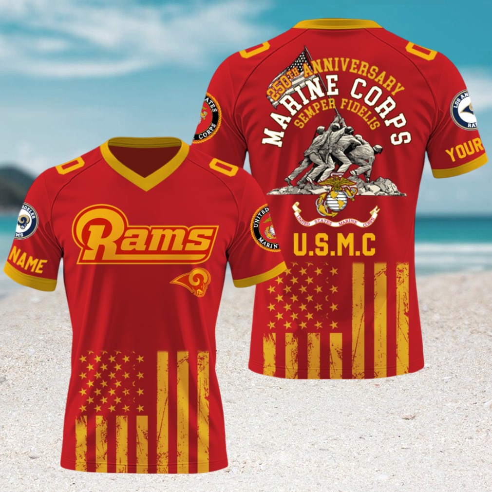Los Angeles Rams x U.S Marine Corps 250th Year Anniversary Fan Gift Jersey Los Angeles Rams x U.S Marine Corps 250th Year Anniversary Fan Gift Jersey