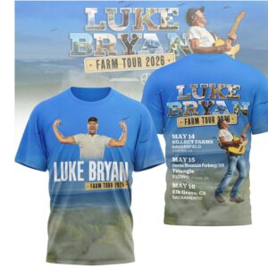 Luke Bryan Farm Tour 2026 Country Music Festival Graphic T Shirt Blue Shirt