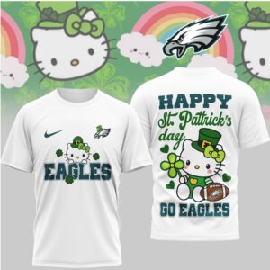 Philadelphia Eagles Hello Kitty St. Patrick's Day Lucky Clover Football Fan Sportswear Shirt