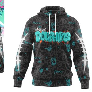 Miami Dolphins Aqua Orange Graffiti Style Game Day NFL Shirt