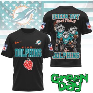 Miami Dolphins “Green Day Meets Football” Cartoon Graphic Tee