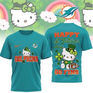Miami Dolphins Hello Kitty St. Patrick’s Day Lucky Shamrock Football Fan T Shirt Miami Dolphins Hello Kitty St. Patrick’s Day Lucky Shamrock Football Fan T Shirt