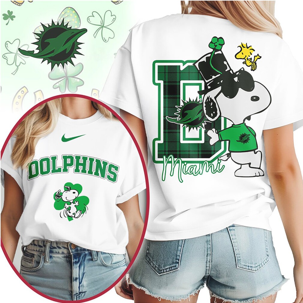 Miami Dolphins Snoopy St. Patrick's Day Lucky Leprechaun Women's Football Fan T Shirt Miami Dolphins Snoopy St. Patrick's Day Lucky Leprechaun Women's Football Fan T Shirt