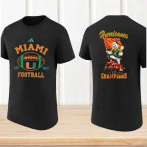 Miami Hurricanes 2026 National Champions Mascot Trophy Celebration Football Fan Gift T Shirt