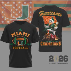 Miami Hurricanes 2026 National Champions Sebastian Mascot Trophy Victory Shirt Miami Hurricanes 2026 National Champions Sebastian Mascot Trophy Victory Shirt