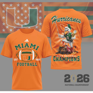 Miami Hurricanes 2026 National Champions Sebastian The Ibis Mascot Football Victory T Shirt Miami Hurricanes 2026 National Champions Sebastian The Ibis Mascot Football Victory T Shirt