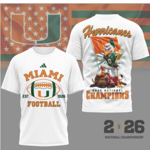 Miami Hurricanes 2026 National Champions Sebastian The Ibis Mascot Football Victory T Shirt