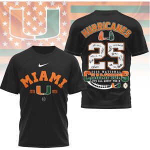 Miami Hurricanes 2026 National Champions Signature Roster Trophy Fan Shirt Miami Hurricanes 2026 National Champions Signature Roster Trophy Fan Shirt