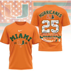 Miami Hurricanes 2026 National Champions Signature Roster Trophy Fan Shirt