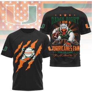 Miami Hurricanes Damn Right I Am A Canes Fan Mascot Claw Mark Shirt Miami Hurricanes Damn Right I Am A Canes Fan Mascot Claw Mark Shirt