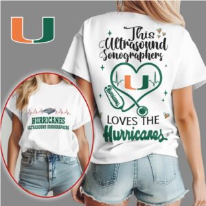Miami Hurricanes Ultrasound Sonographers Heart Stethoscope Medical Professional Fan Gift Shirt