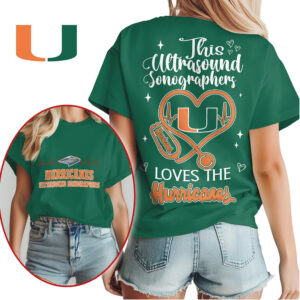 Miami Hurricanes Ultrasound Sonographers Heart Stethoscope Medical Professional Fan Gift Shirt