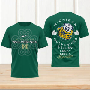 Michigan Wolverines St. Patrick's Day Lucky Like A Wolverine Green Mascot Fan Shirt
