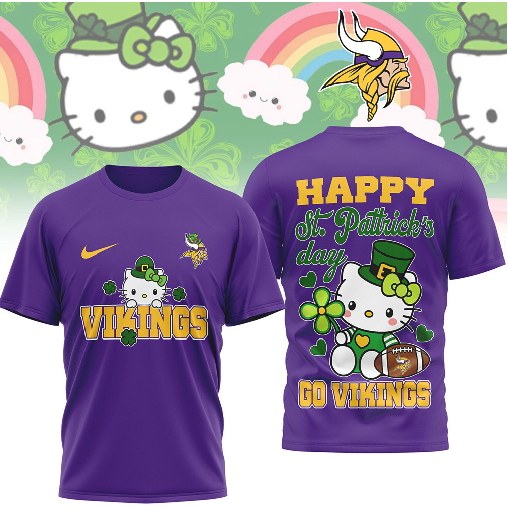 Minnesota Vikings Hello Kitty St. Patrick's Day Lucky Leprechaun Football Fan T Shirt Minnesota Vikings Hello Kitty St. Patrick's Day Lucky Leprechaun Football Fan T Shirt