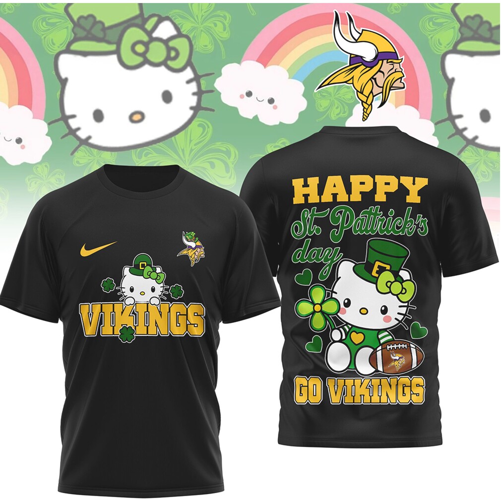Minnesota Vikings Hello Kitty St. Patrick’s Day Lucky Leprechaun Football Fan T Shirt Minnesota Vikings Hello Kitty St. Patrick’s Day Lucky Leprechaun Football Fan T Shirt