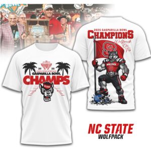 NC State Wolfpack 2025 Gasparilla Bowl Champions Wolf Mascot Game Day Shirt