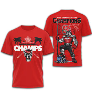 NC State Wolfpack 2025 Gasparilla Bowl Champions Wolf Mascot Game Day Shirt