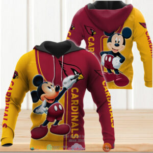 NFL Arizona Cardinals Mickey Red Gold Pullover Hoodie