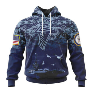 NFL Atlanta Falcons Custom Name Number Honor US Navy Veterans Pullover Hoodie NFL Atlanta Falcons Custom Name Number Honor US Navy Veterans Pullover Hoodie
