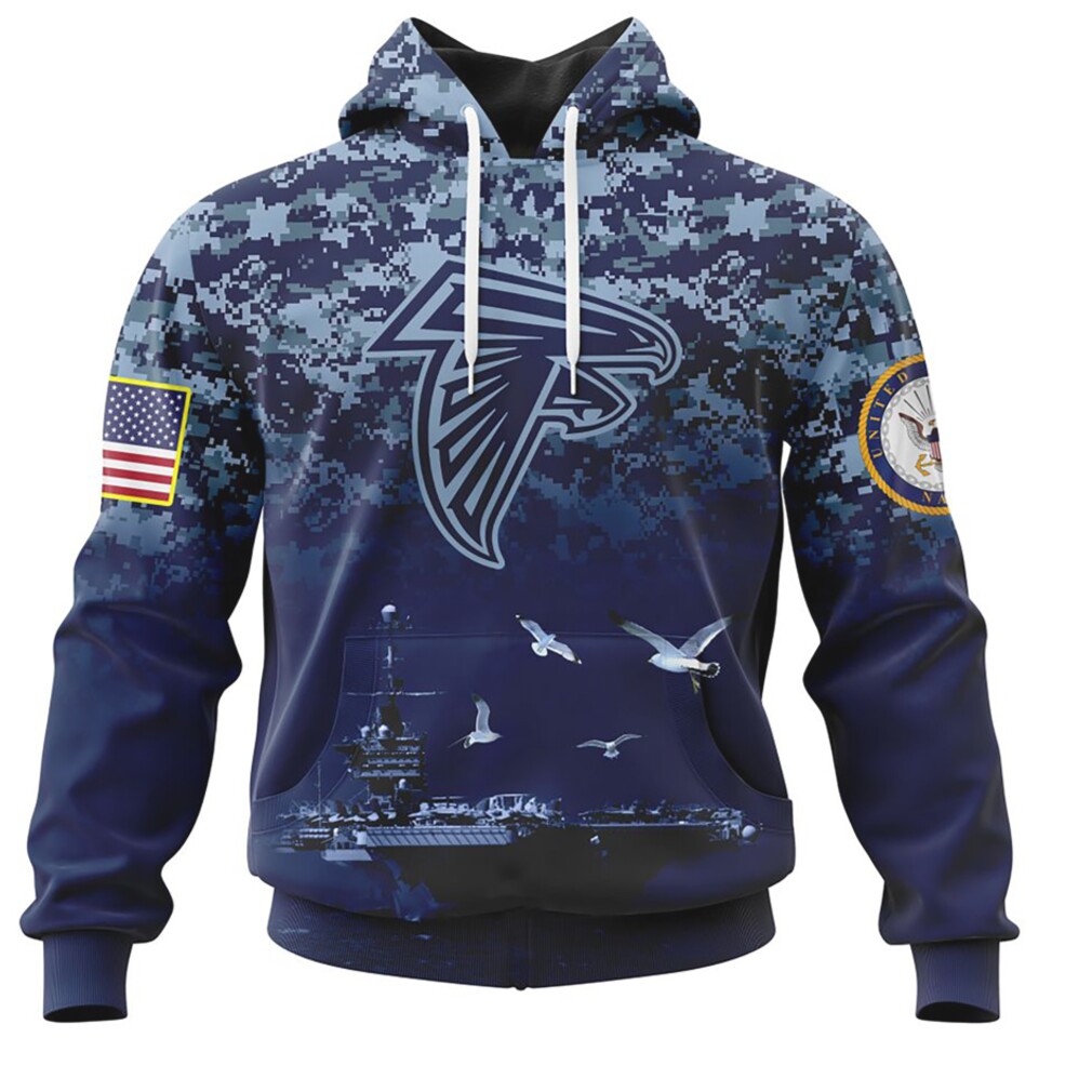 NFL Atlanta Falcons Custom Name Number Honor US Navy Veterans Pullover Hoodie NFL Atlanta Falcons Custom Name Number Honor US Navy Veterans Pullover Hoodie