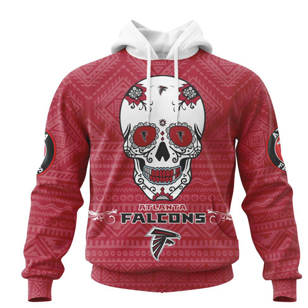 NFL Atlanta Falcons Custom Name Number Kits For Dia De Muertos Pullover Hoodie NFL Atlanta Falcons Custom Name Number Kits For Dia De Muertos Pullover Hoodie
