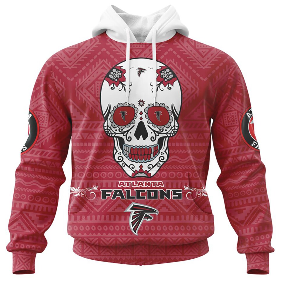 NFL Atlanta Falcons Custom Name Number Kits For Dia De Muertos Pullover Hoodie NFL Atlanta Falcons Custom Name Number Kits For Dia De Muertos Pullover Hoodie
