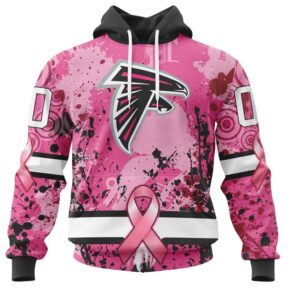 NFL Atlanta Falcons Custom Name Number Pink Breast Cancer Pullover Hoodie