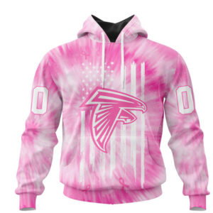 NFL Atlanta Falcons Custom Name Number Pink Tie Dye Pullover Hoodie NFL Atlanta Falcons Custom Name Number Pink Tie Dye Pullover Hoodie