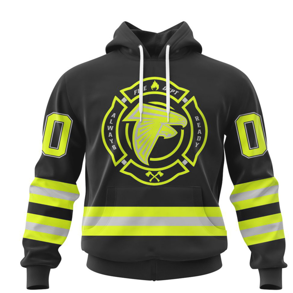 NFL Atlanta Falcons Custom Name Number Special FireFighter Uniform Pullover Hoodie NFL Atlanta Falcons Custom Name Number Special FireFighter Uniform Pullover Hoodie