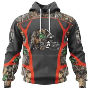 NFL Cleveland Browns Custom Name Number Camo Hunting Pullover Hoodie