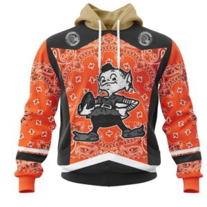 NFL Cleveland Browns Custom Name Number Classic Style Pullover Hoodie