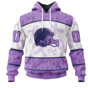 NFL Cleveland Browns Custom Name Number Fight Cancer Pullover Hoodie