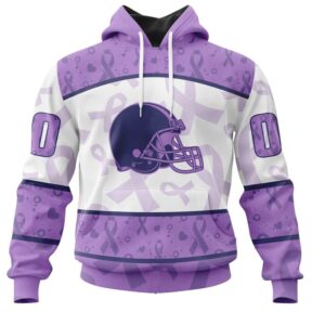 NFL Cleveland Browns Custom Name Number Fight Cancer Pullover Hoodie
