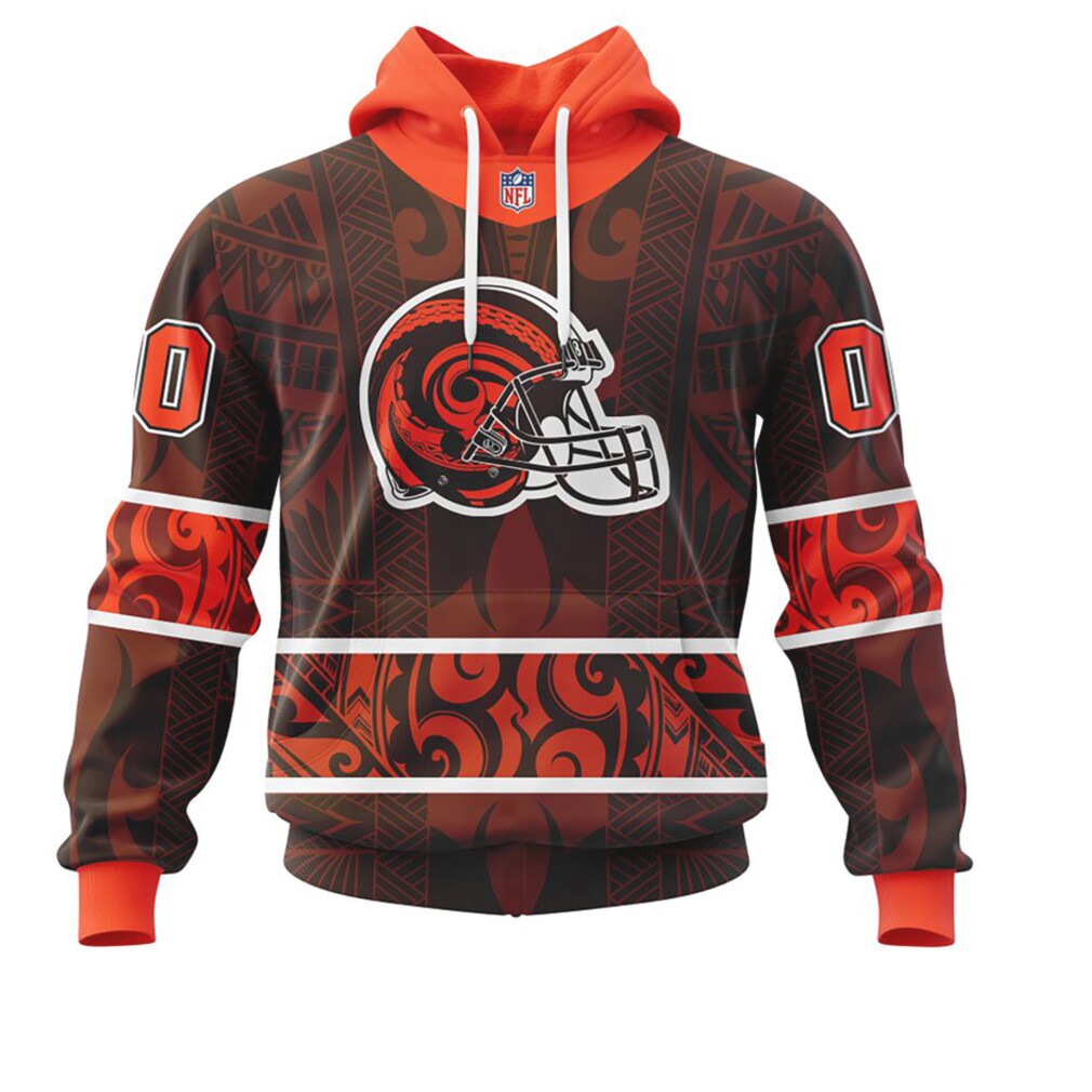 NFL Cleveland Browns Custom Name Number Native With Samoa Culture Pullover Hoodie NFL Cleveland Browns Custom Name Number Native With Samoa Culture Pullover Hoodie