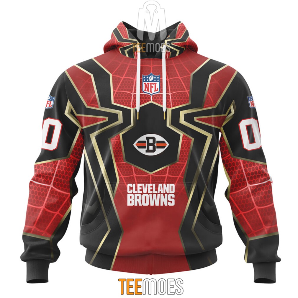 NFL Cleveland Browns Custom Name Number Spider Man Pullover Hoodie NFL Cleveland Browns Custom Name Number Spider Man Pullover Hoodie