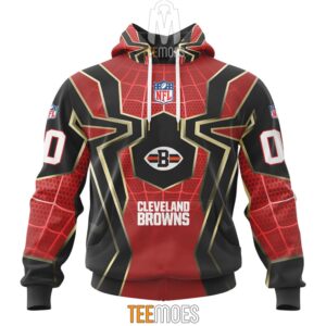NFL Cleveland Browns Custom Name Number Spider Man Pullover Hoodie