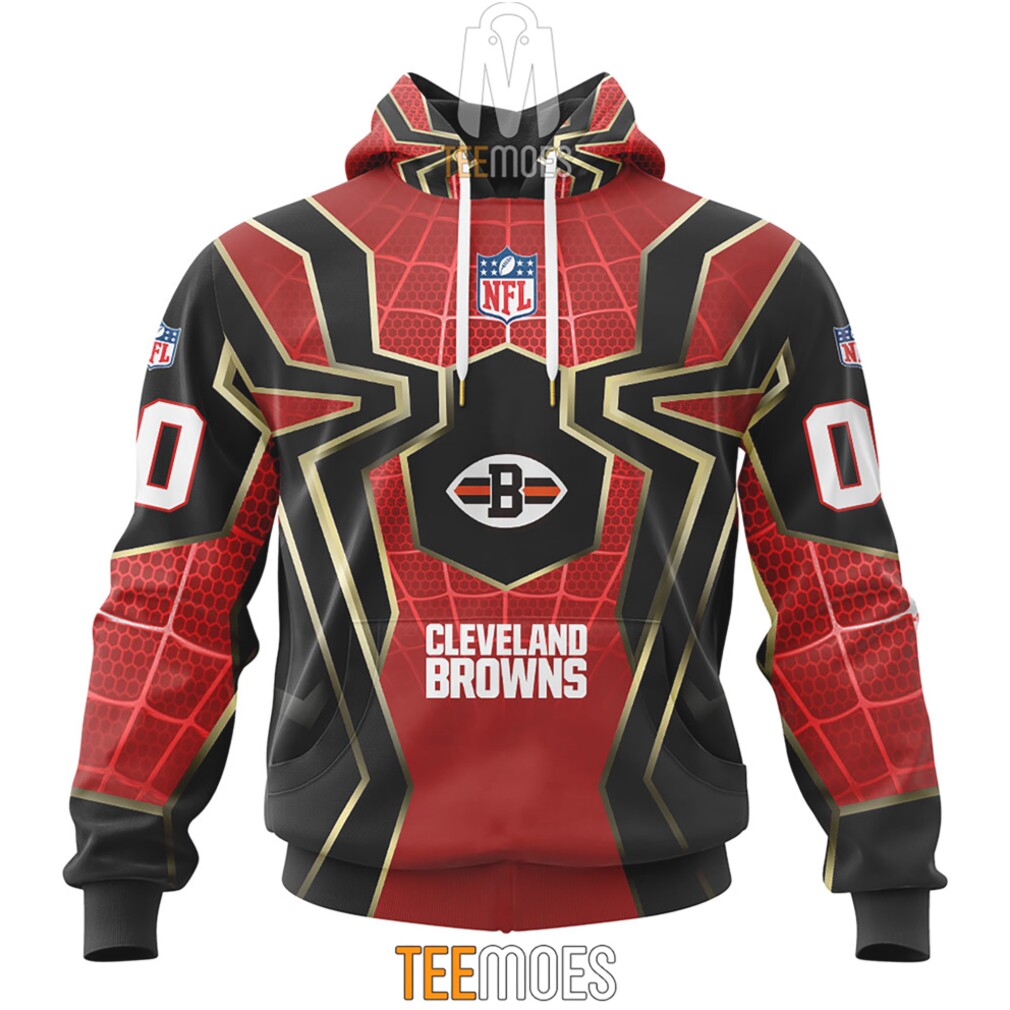 NFL Cleveland Browns Custom Name Number Spider Man Pullover Hoodie NFL Cleveland Browns Custom Name Number Spider Man Pullover Hoodie