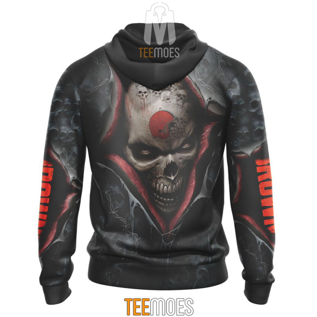 NFL Cleveland Browns Halloween Horror Skull Pullover Hoodie NFL Cleveland Browns Halloween Horror Skull Pullover Hoodie