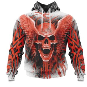 NFL Cleveland Browns Special Kits With Skull Pullover Hoodie