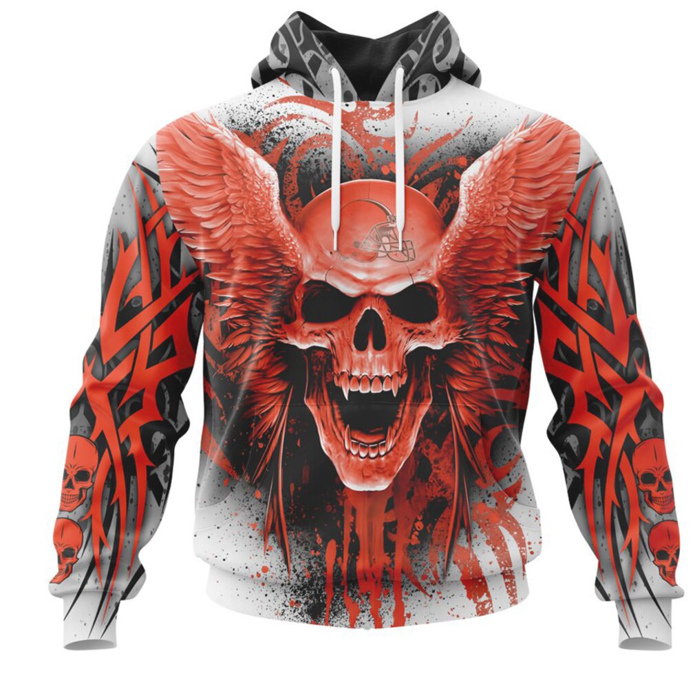 NFL Cleveland Browns Special Kits With Skull Pullover Hoodie NFL Cleveland Browns Special Kits With Skull Pullover Hoodie