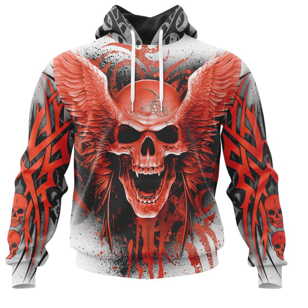 NFL Cleveland Browns Special Kits With Skull Pullover Hoodie NFL Cleveland Browns Special Kits With Skull Pullover Hoodie